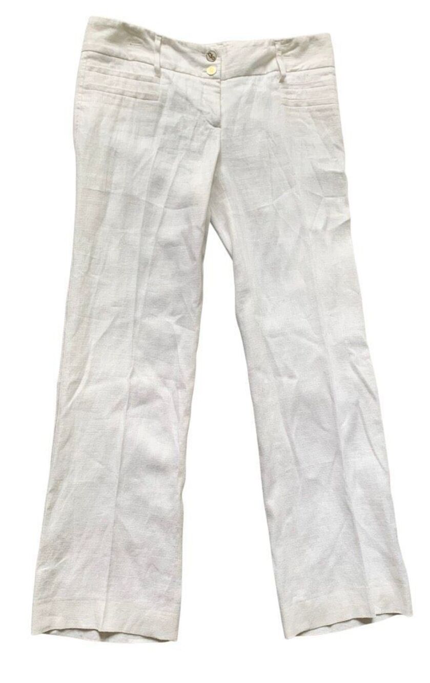DOLCE & GABBANA ITALY White Linen Straight Leg Trouser PANTS sz 46 M
